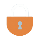 SSL-Verschl&uuml;sselung Schild-Icon in Orange f&uuml;r sichere Daten&uuml;bertragung
