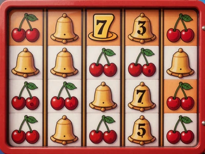 Klassischer Frucht-Slot mit Kirschen, Glocken und Siebenern im Retro-Stil