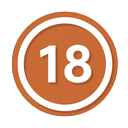 18+ Jugendschutz-Badge in Orange als verantwortungsvolles Gaming-Symbol