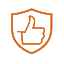 Daumen-hoch-in-Schild-Icon in Orange als Symbol f&uuml;r Zufriedenheit bei Vox Casino
